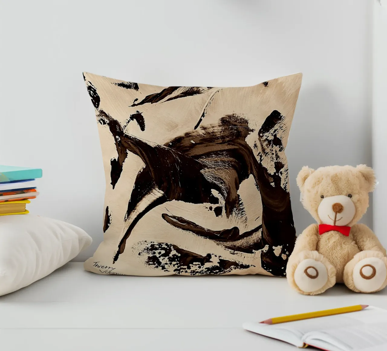 SEPIA 30 decorative cushion by Thierry Vobmann Abstract painting