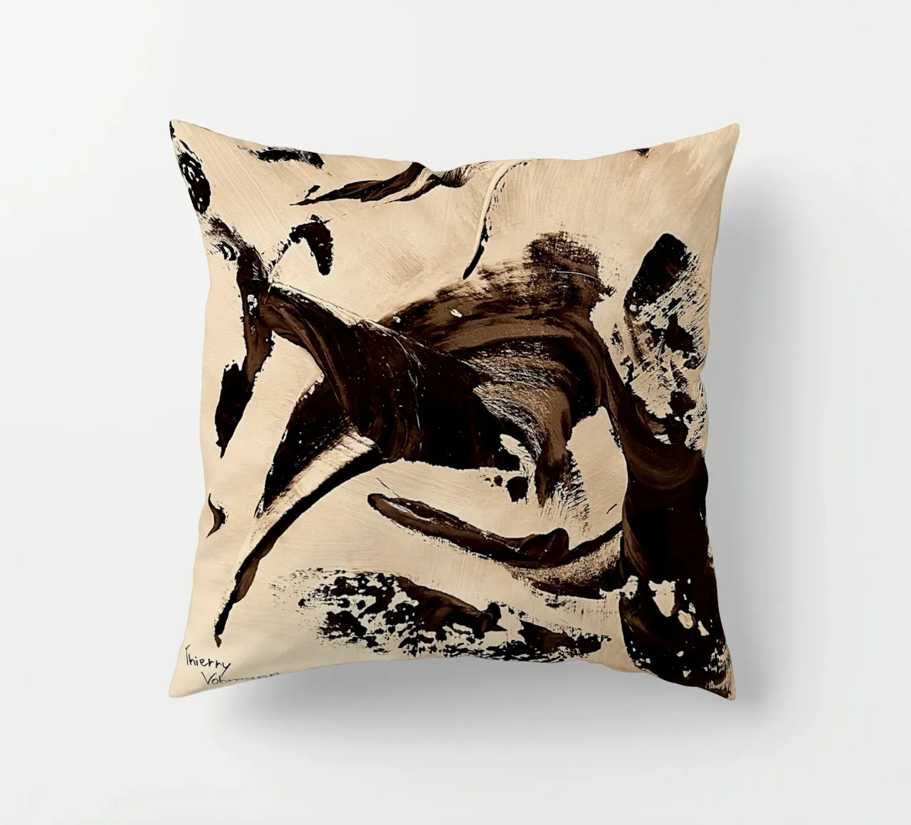 SEPIA 30 decorative cushion by Thierry Vobmann Abstract painting