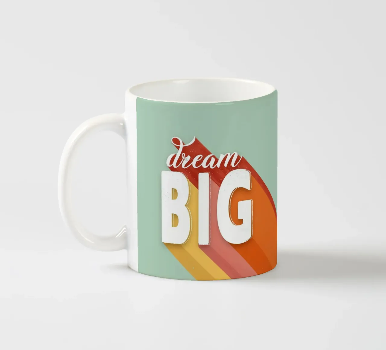 Dream Big Retro Typography Motivational Wall Art ceramic mug by showmemars