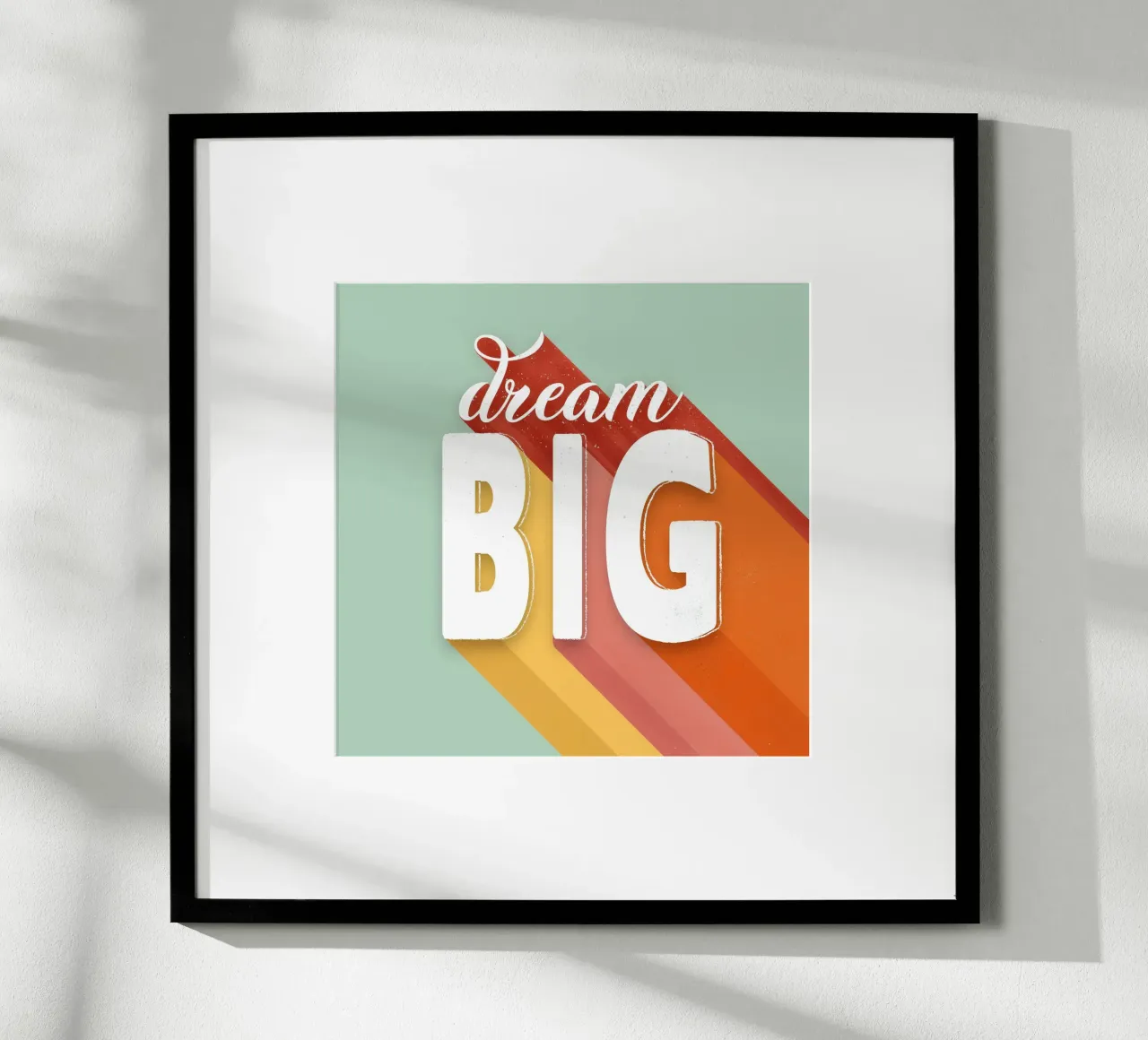 Dream Big Retro Typography Motivational Wall Art poster con telaio in plastica da showmemars