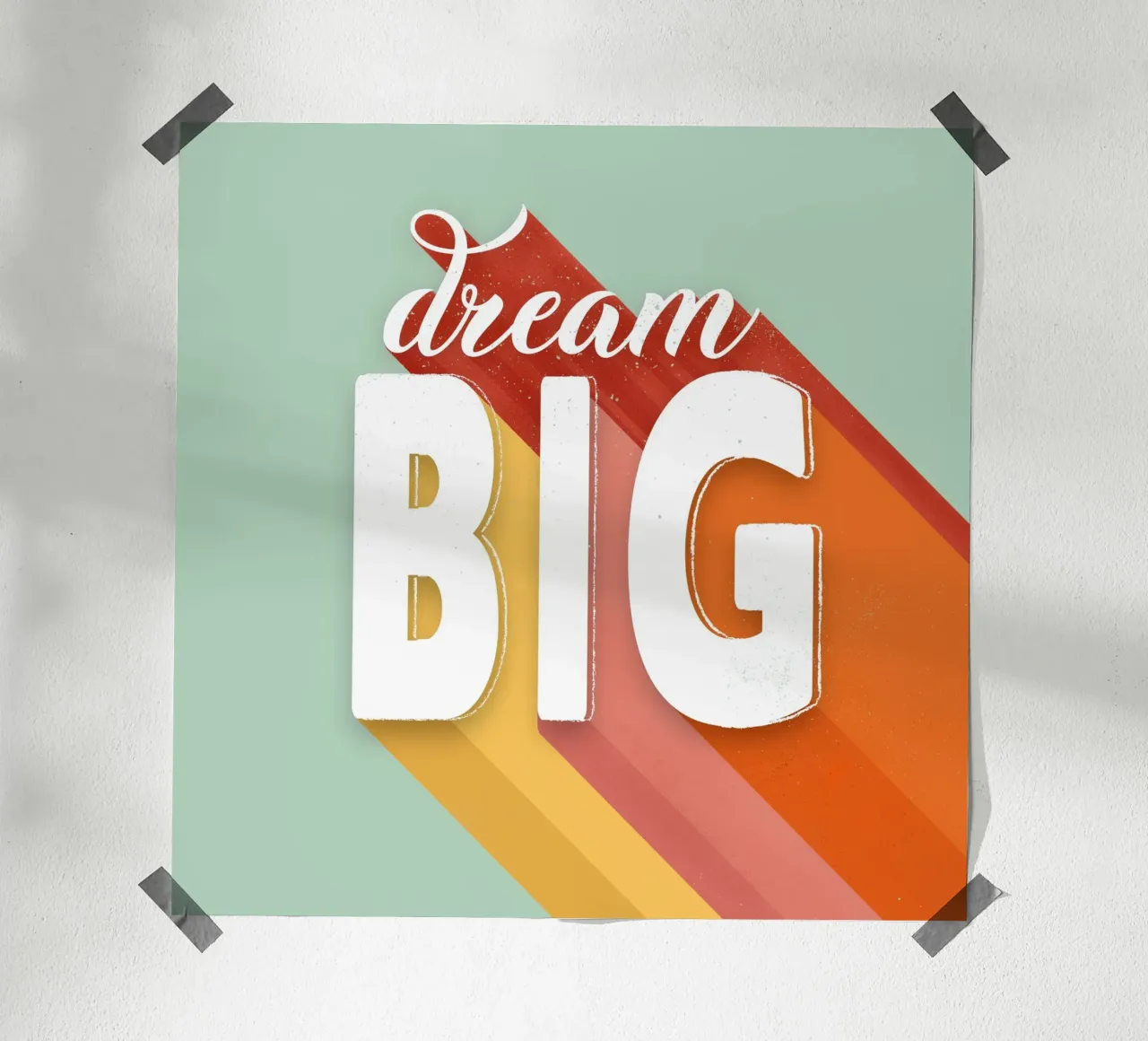 Dream Big Retro Typography Motivational Wall Art poster con telaio in plastica da showmemars