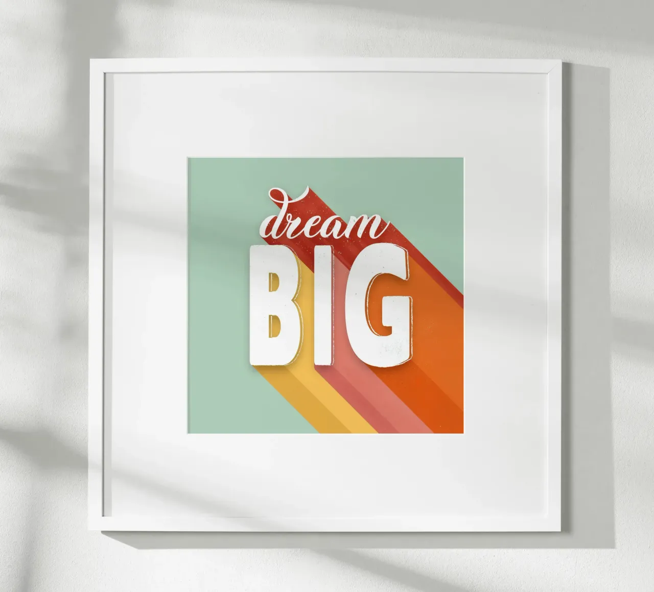 Dream Big Retro Typography Motivational Wall Art poster con telaio in plastica da showmemars