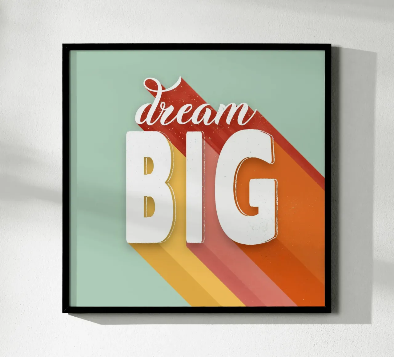 Dream Big Retro Typography Motivational Wall Art poster con telaio in plastica da showmemars