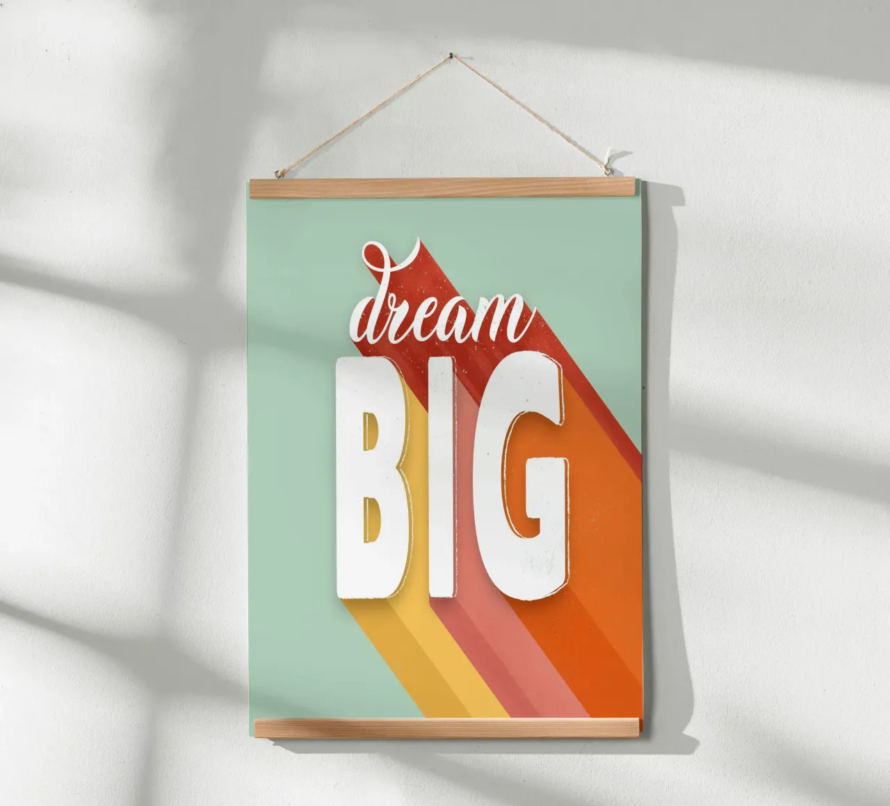 Dream Big Retro Typography Motivational Wall Art poster con telaio in plastica da showmemars