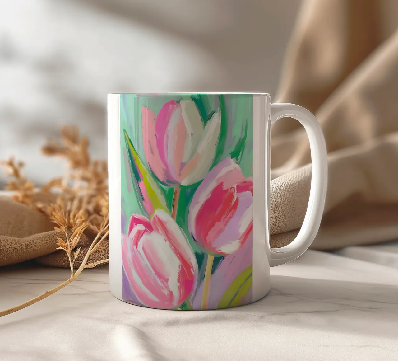 Drei Tulpen tazza in ceramica da Ohkimiko