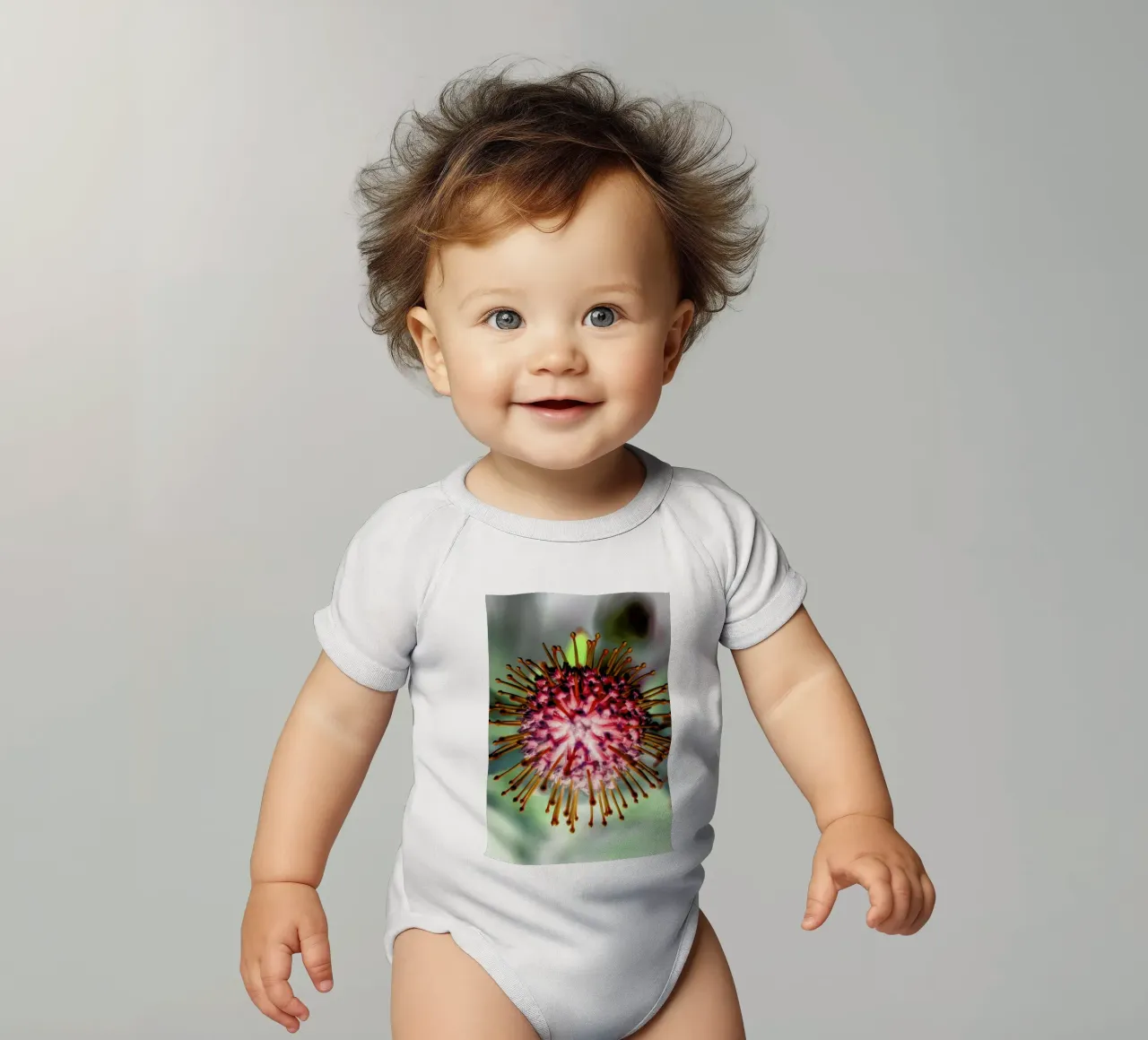 Pin Cushion 1 short-sleeve baby romper by Shot By Clint