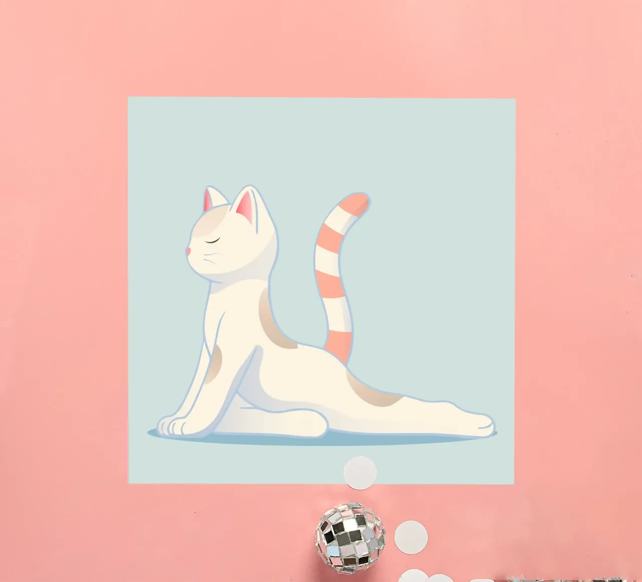 Chat dans une position de yoga douce autocollant de namosh