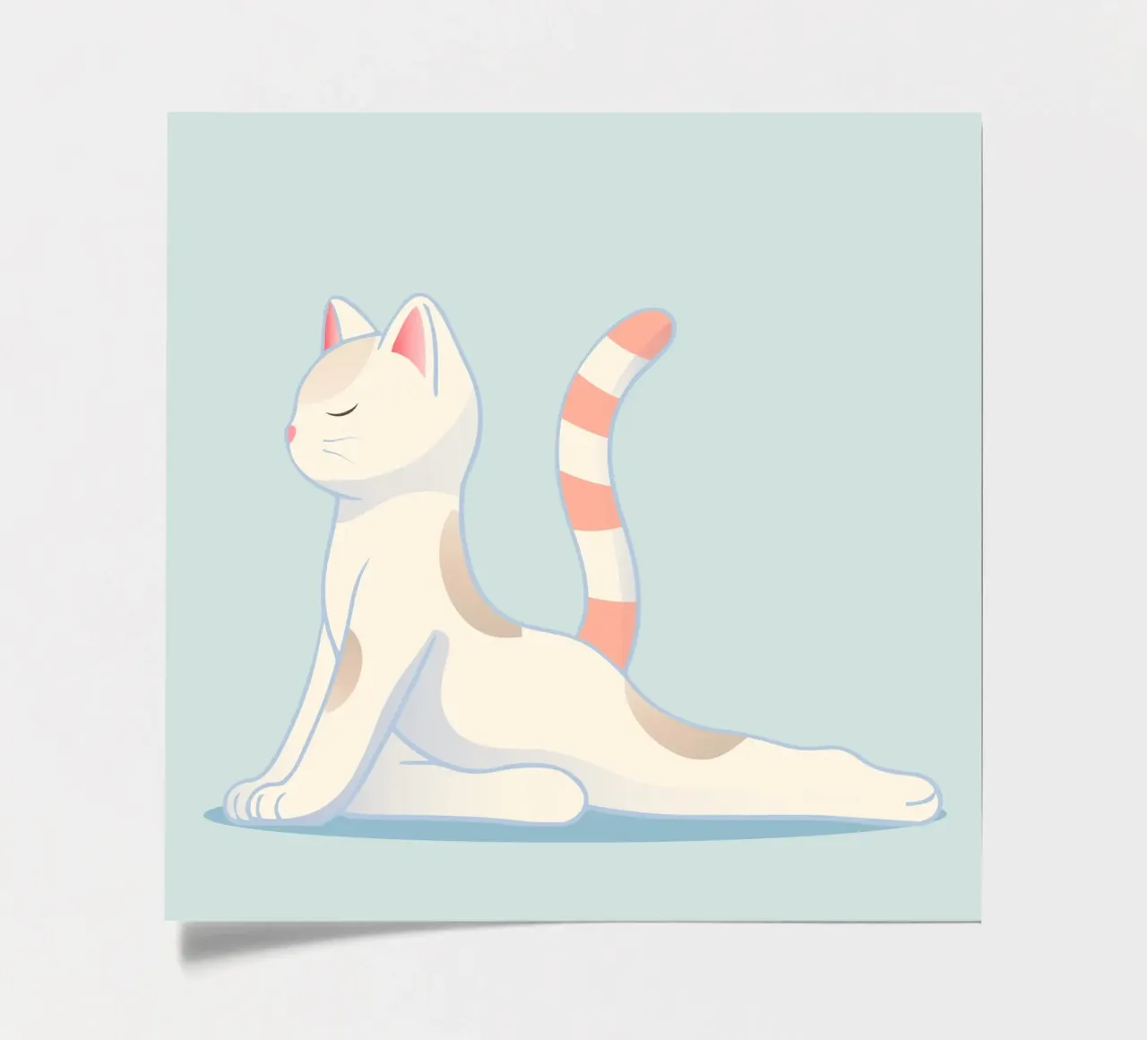Chat dans une position de yoga douce planche autocollant de namosh
