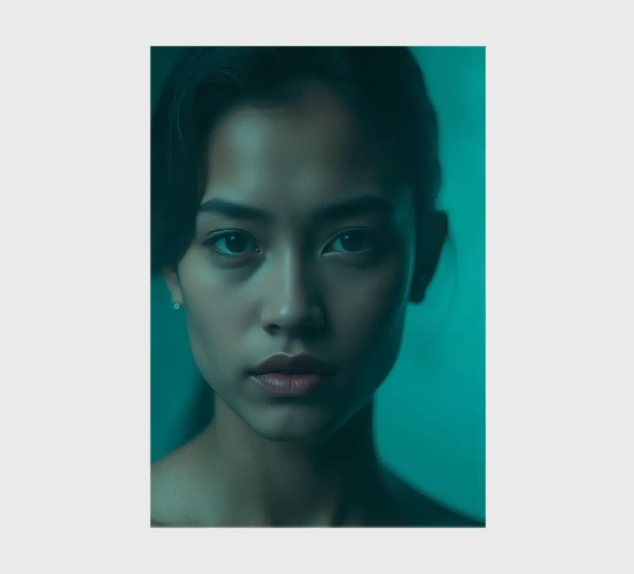 Intense portrait of a woman gazing directly into the camera notebook by DesignDoodle