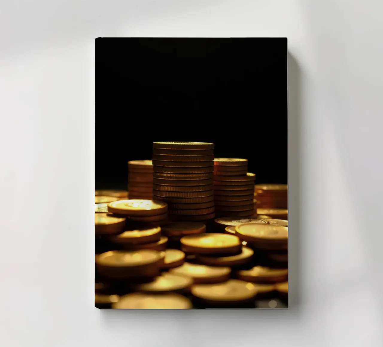 Stacks of shiny coins create a dramatic display notebook by DesignDoodle