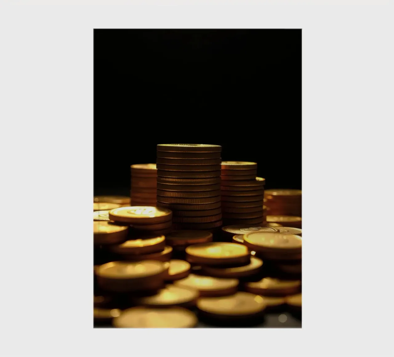 Stacks of shiny coins create a dramatic display notebook by DesignDoodle