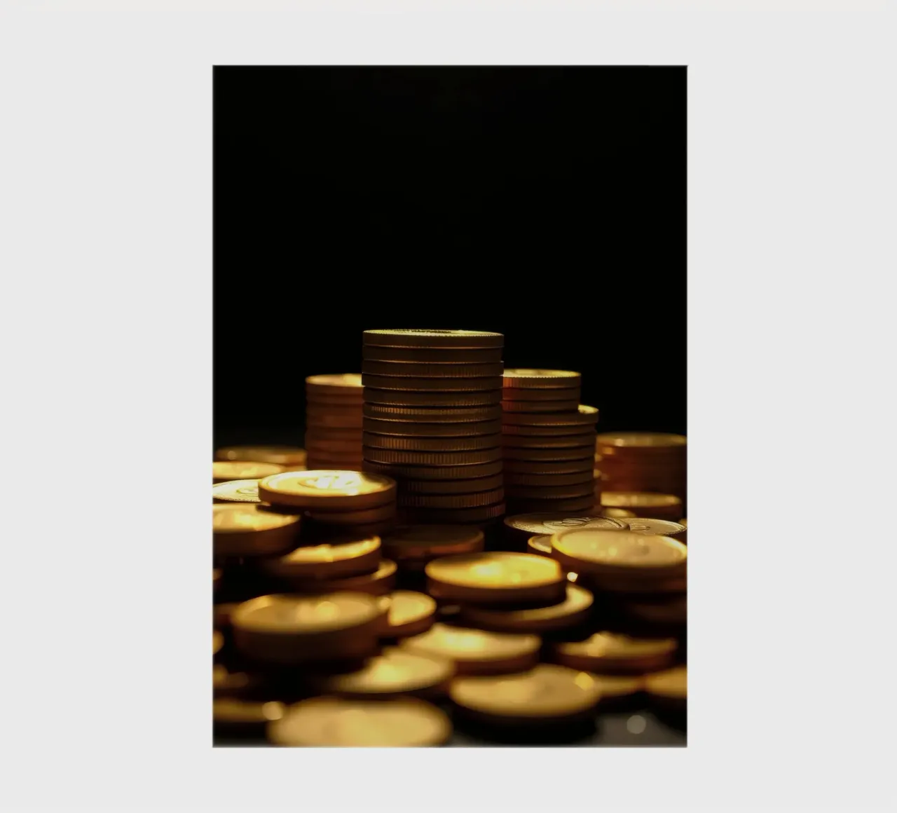 Stacks of shiny coins create a dramatic display notebook by DesignDoodle