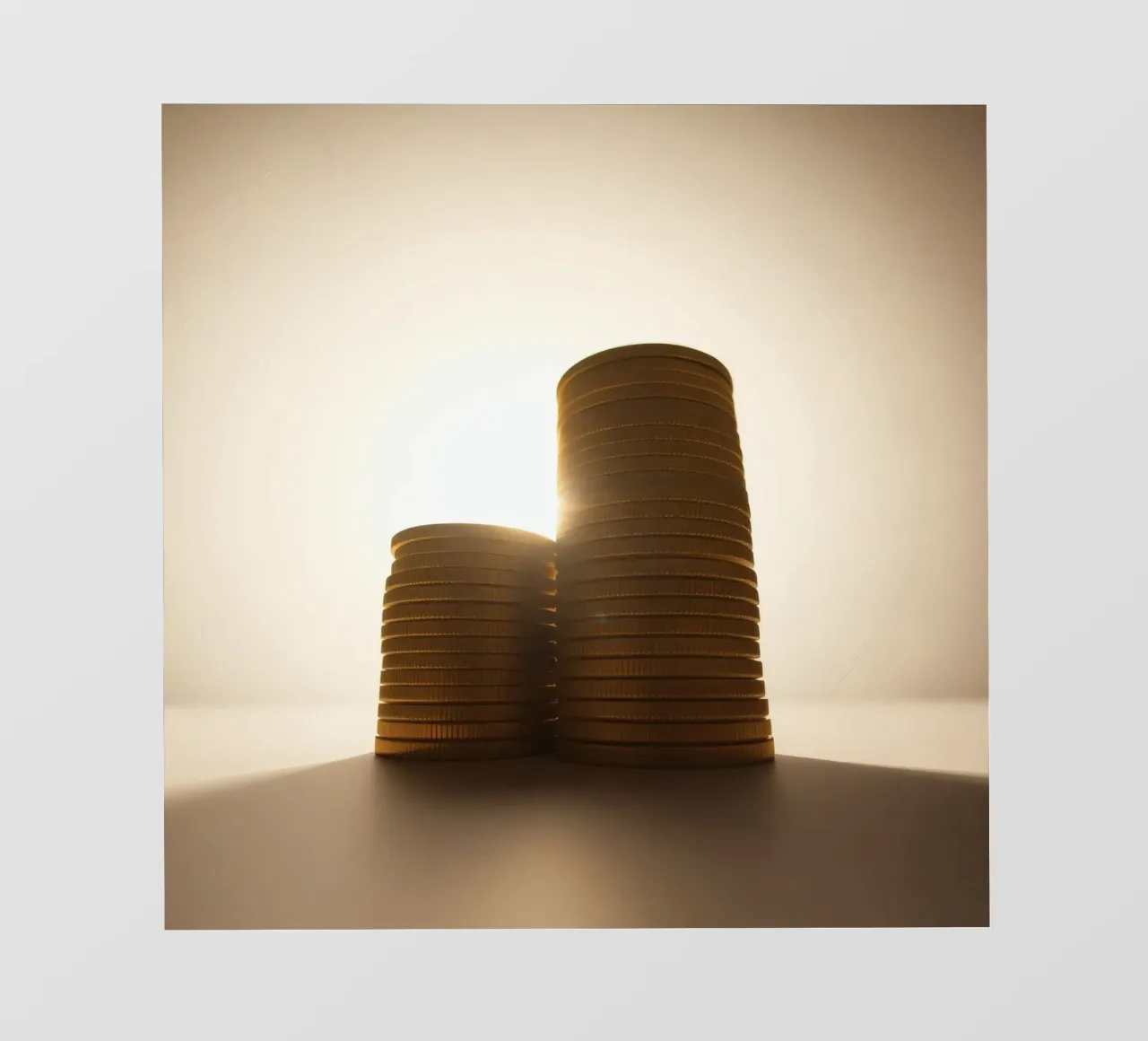Le pile di monete scintillano evidenziando investimenti e risparmi pellicola backlit da DesignDoodle