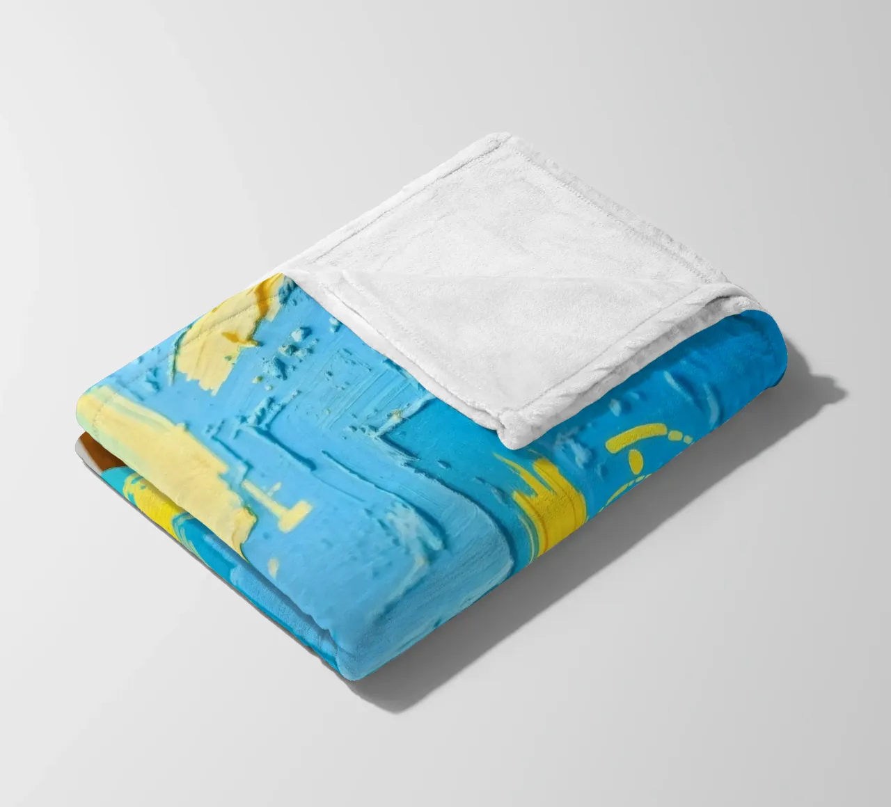 Bright abstract art displayed in a modern gallery fleece blanket by DesignDoodle