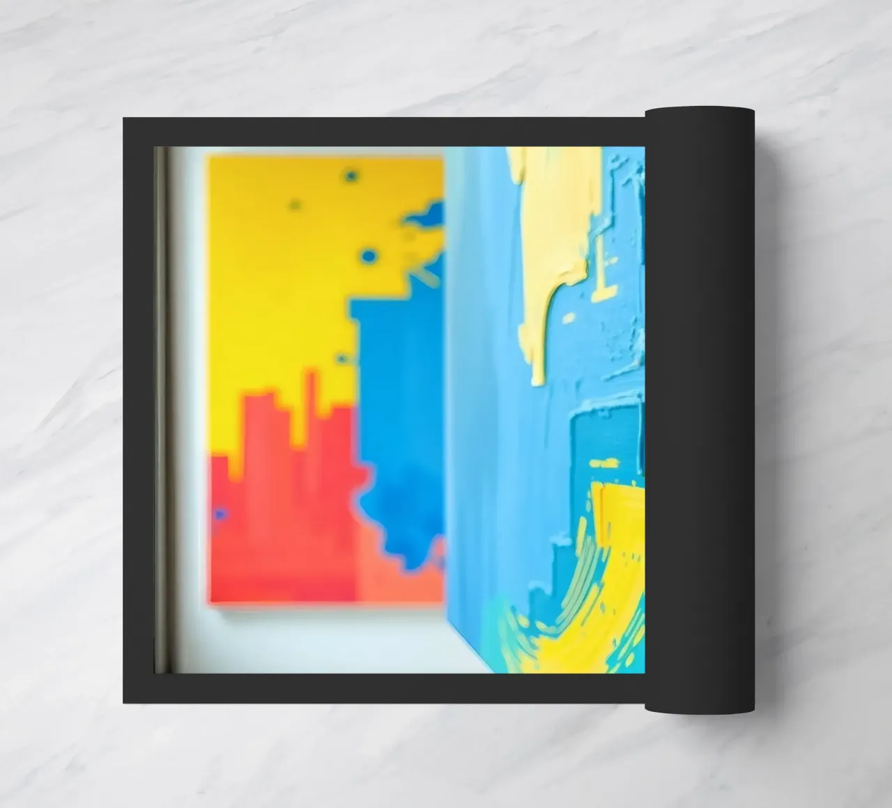 Bright abstract art displayed in a modern gallery doormat by DesignDoodle