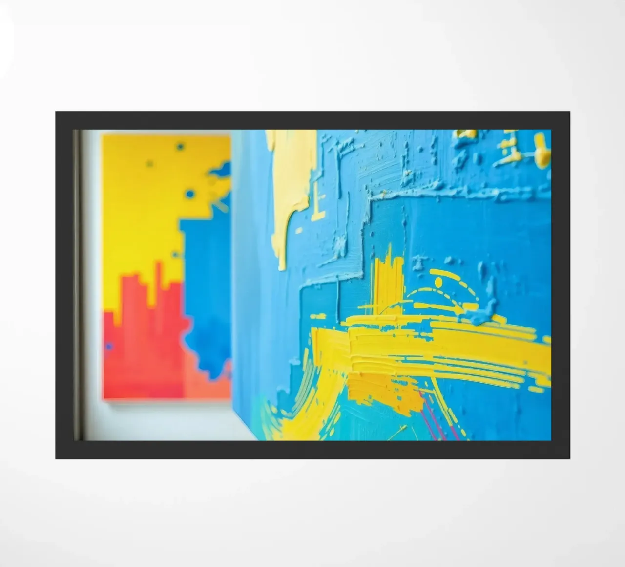 Bright abstract art displayed in a modern gallery doormat by DesignDoodle
