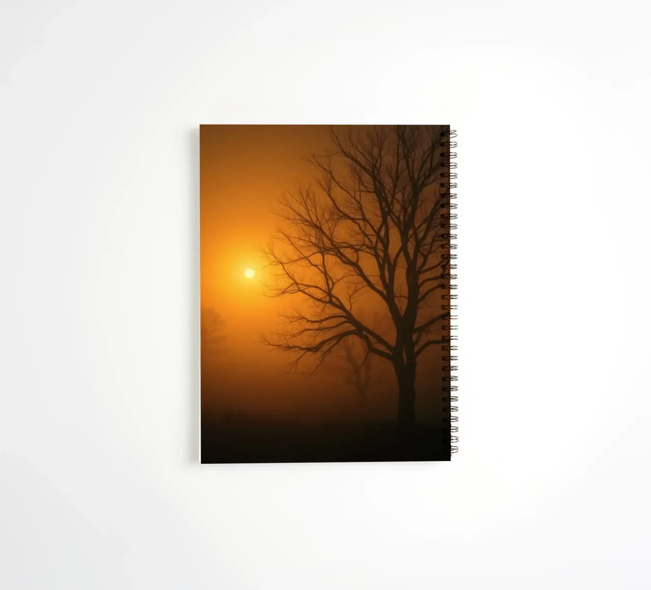 Mysterious twilight envelops a foggy landscape with silhouet spiral notebook by DesignDoodle