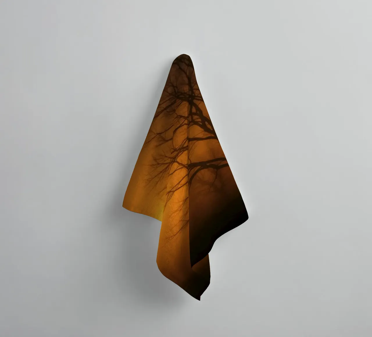 Mysterious twilight envelops a foggy landscape with silhouet towel by DesignDoodle