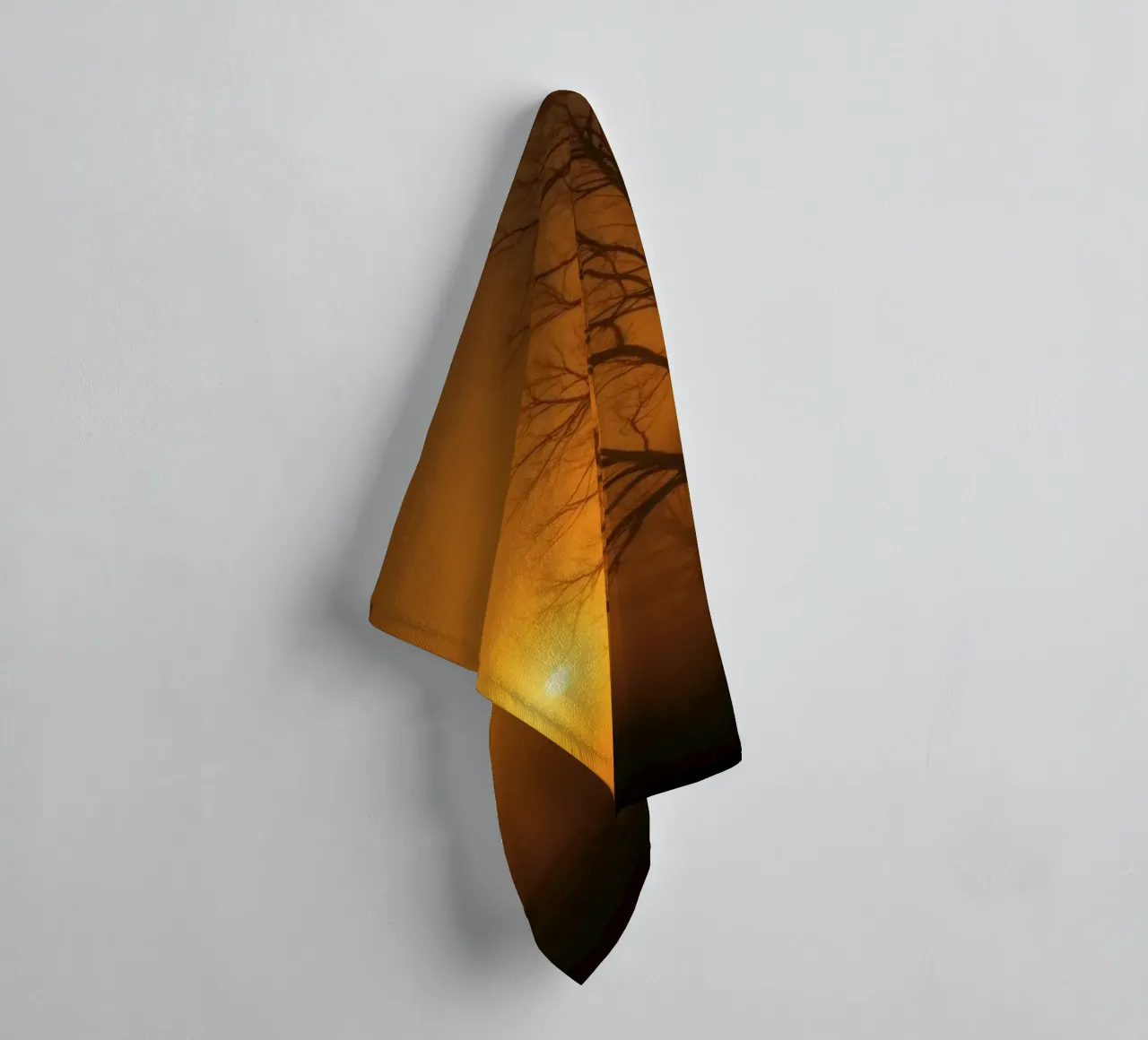 Mysterious twilight envelops a foggy landscape with silhouet towel by DesignDoodle