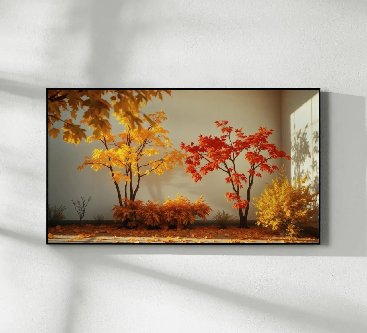 autumn trees with leaves of yellow and red, warm atmosphere acrylic glass by DesignDoodle
