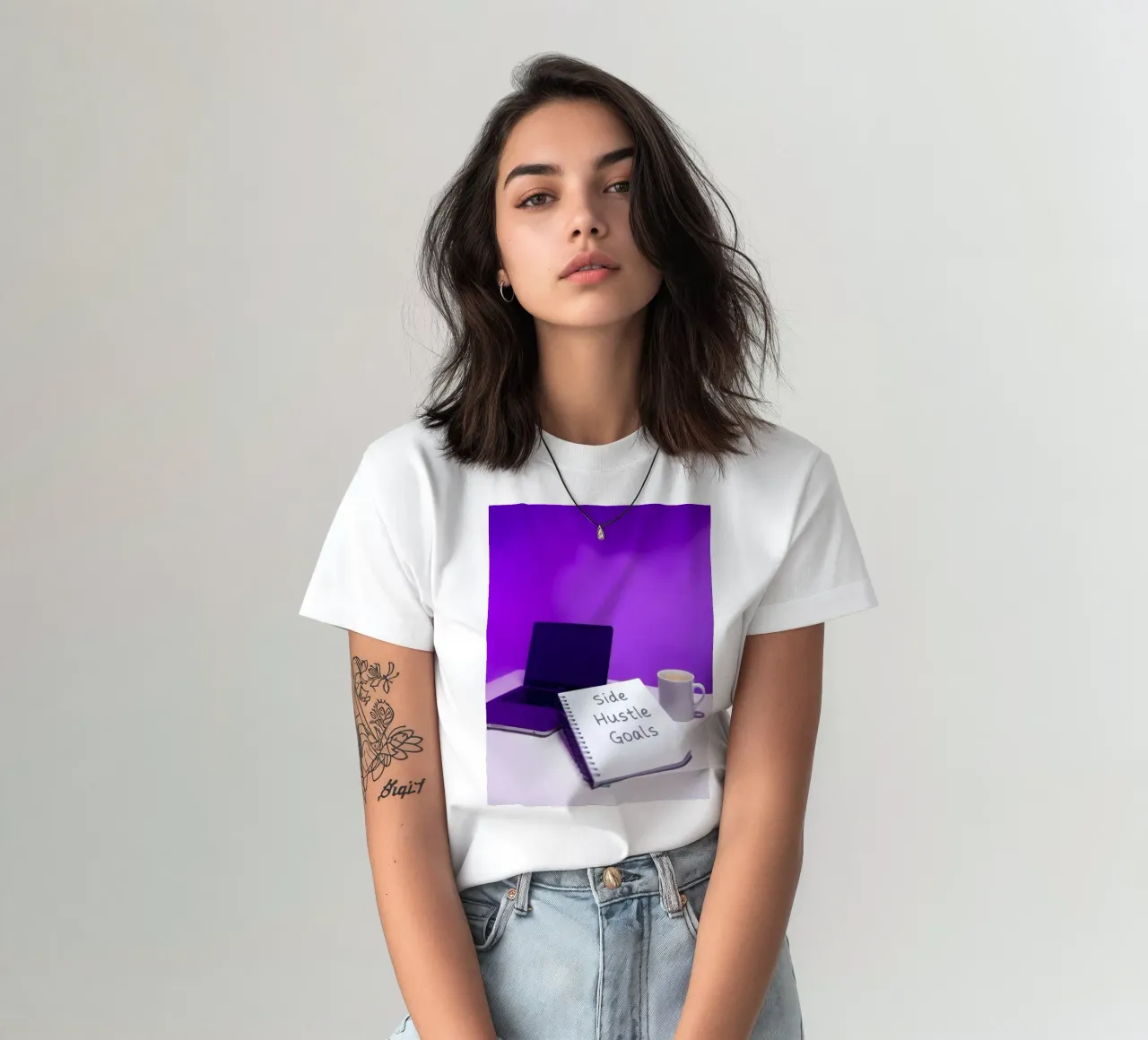Stabilire gli obiettivi del side hustle con un laptop e un caffè in un ambiente accogliente t-shirt da DesignDoodle