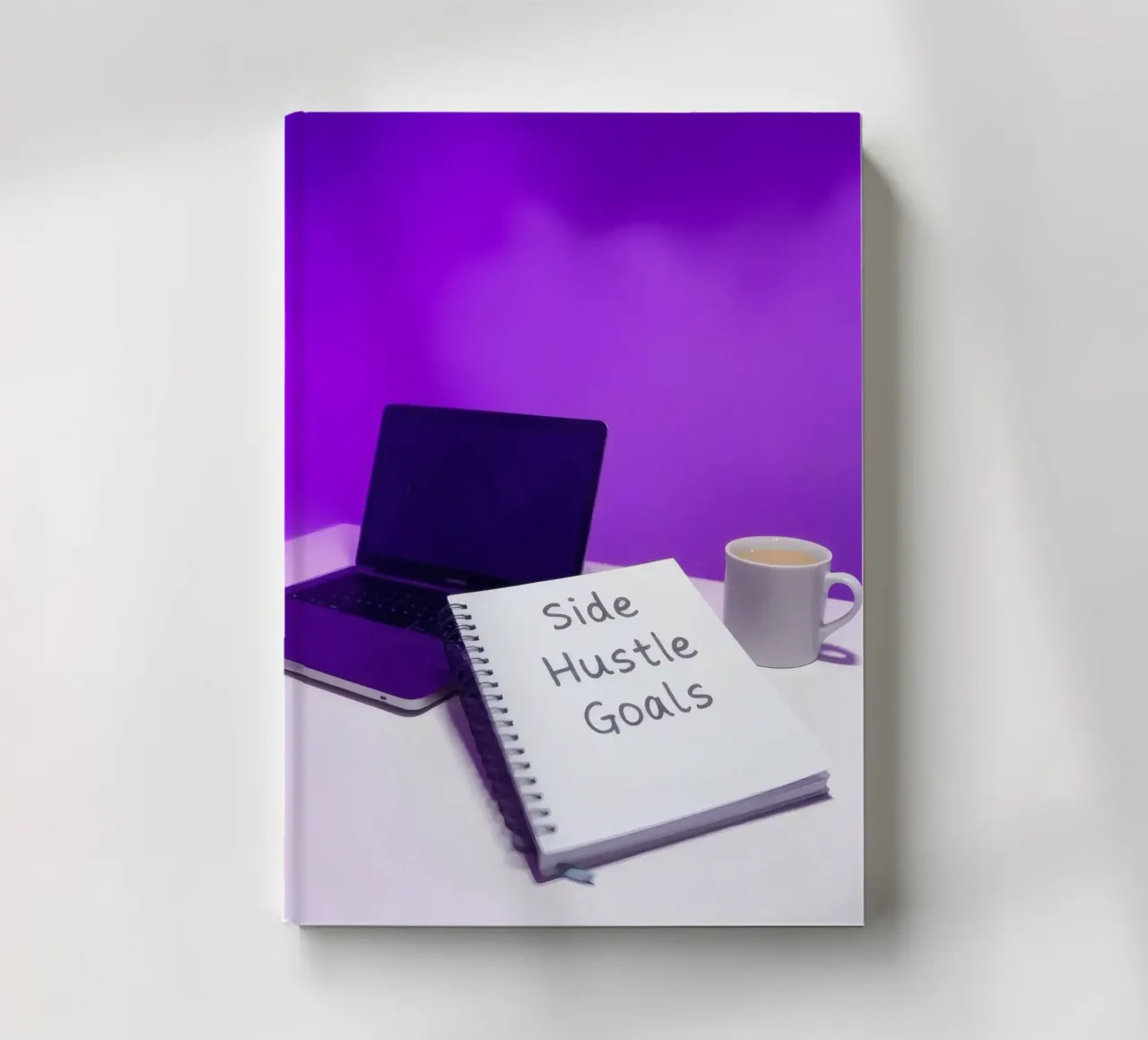 Fixer des objectifs de travail en parallèle avec un ordinateur portable et un café dans un endroit confortable. carnet de notes de DesignDoodle