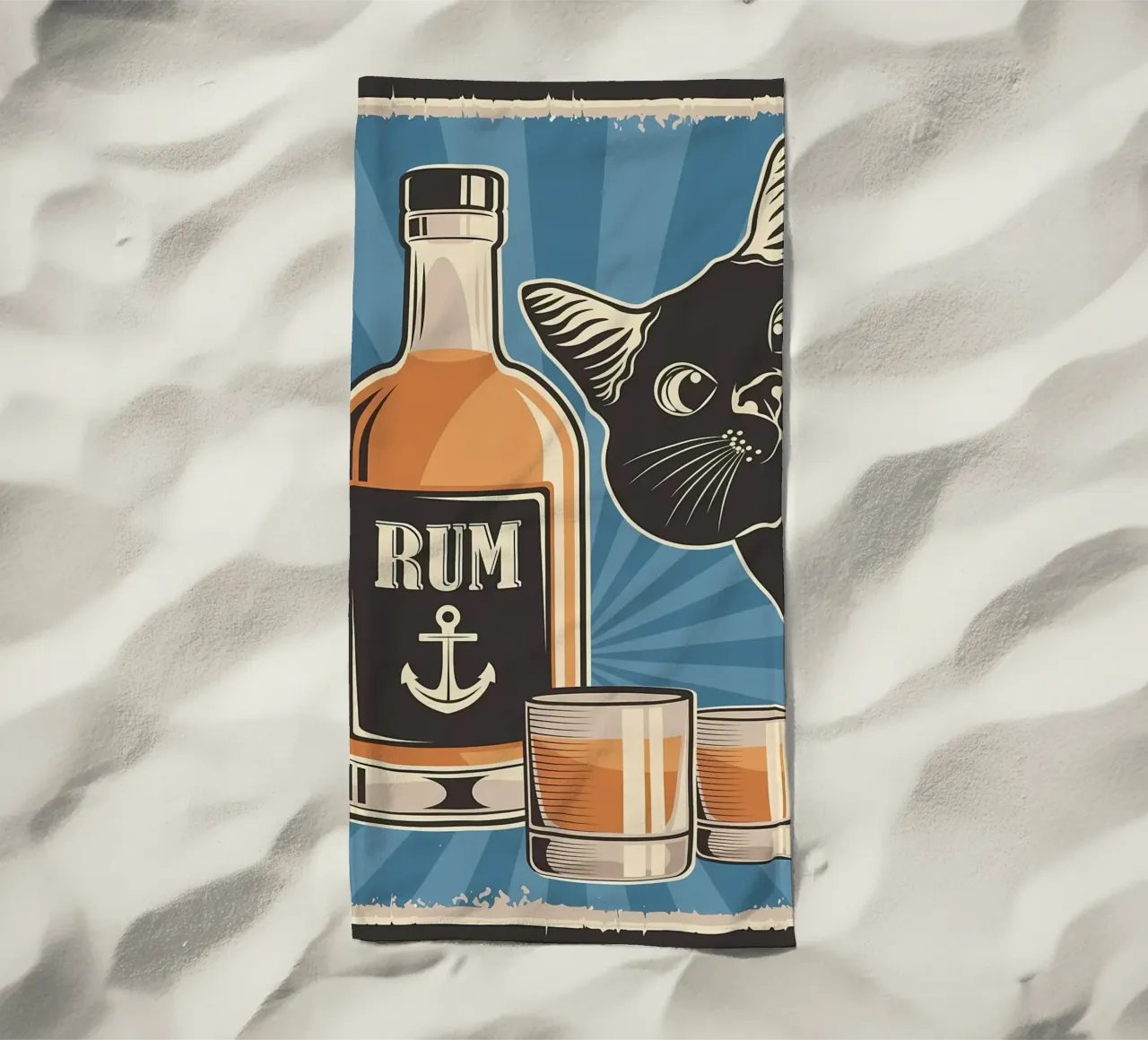 Rum en kat strandhanddoek van Monique A Hooper