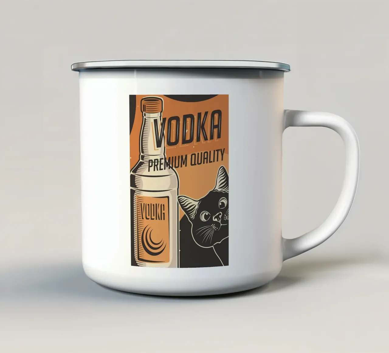 Gatto Vodka tazza in smalto da Monique A Hooper