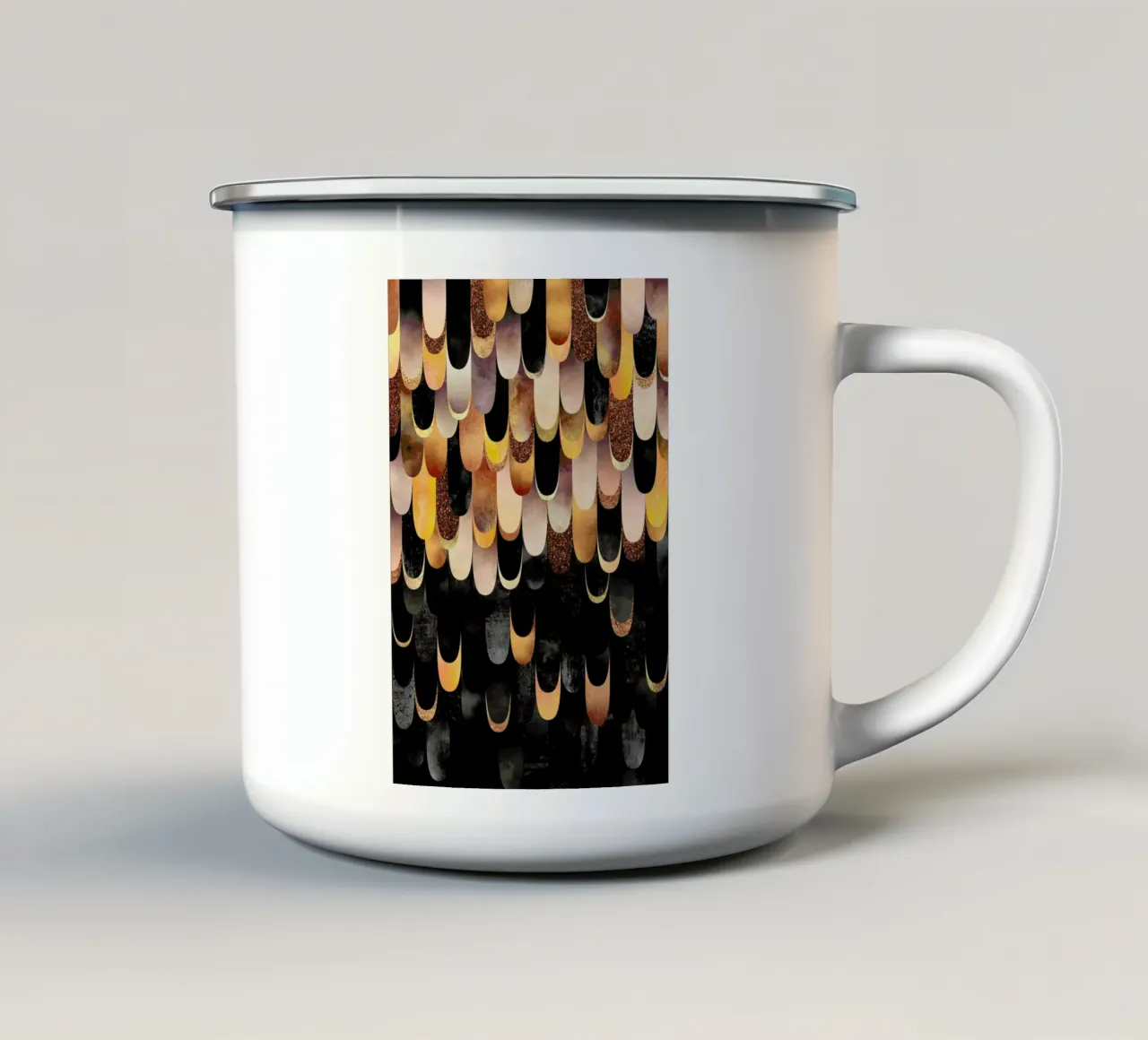 Feathered Copper & Black tazza in smalto da Elisabeth Fredriksson