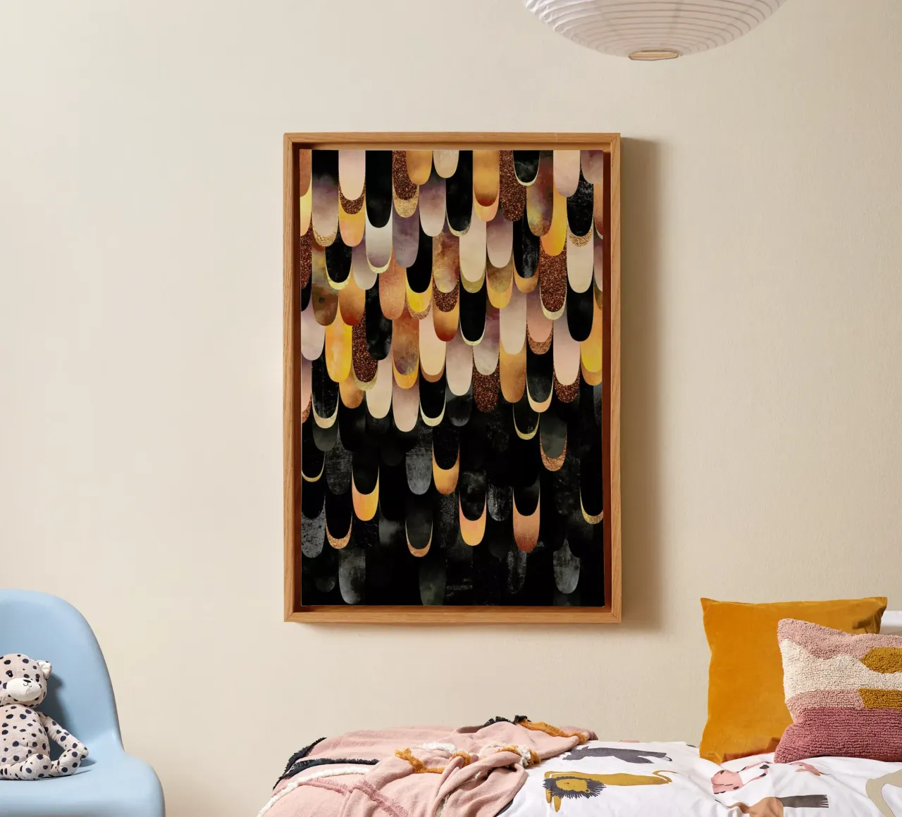 Feathered Copper & Black tela con Cornice a cassetta da Elisabeth Fredriksson