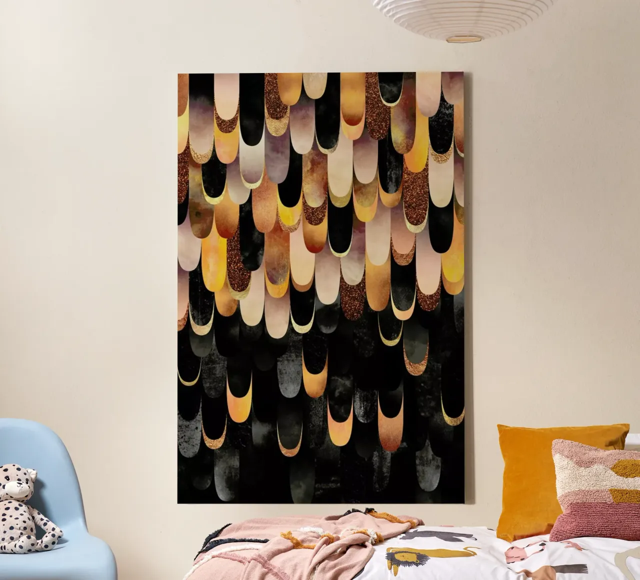 Feathered Copper & Black tela con Cornice a cassetta da Elisabeth Fredriksson