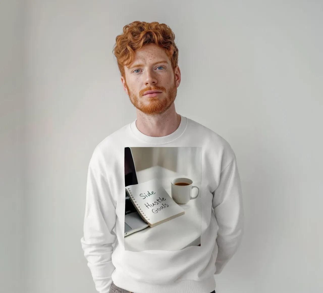 Scrivere gli obiettivi del side hustle mentre si gusta un caffè felpa da DesignDoodle