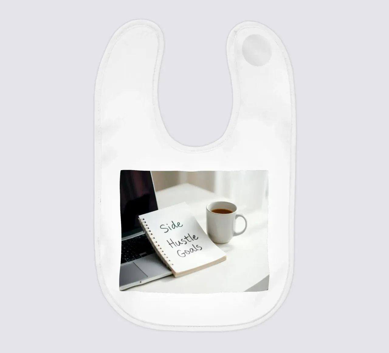 Scrivere gli obiettivi del side hustle mentre si gusta un caffè bavaglino da DesignDoodle