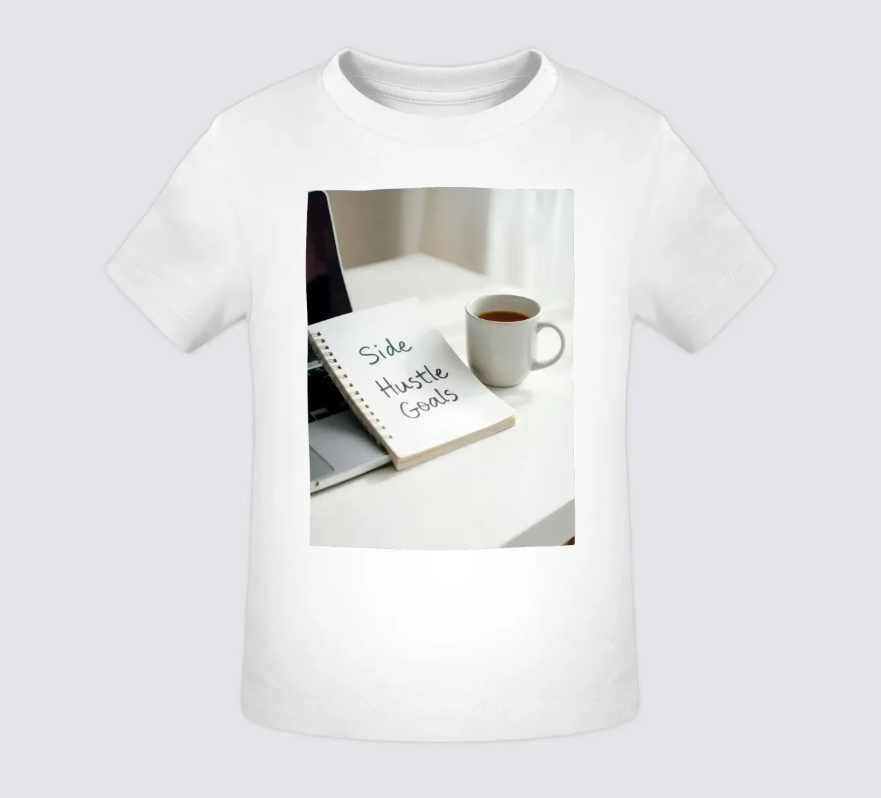 Scrivere gli obiettivi del side hustle mentre si gusta un caffè maglietta neonato da DesignDoodle