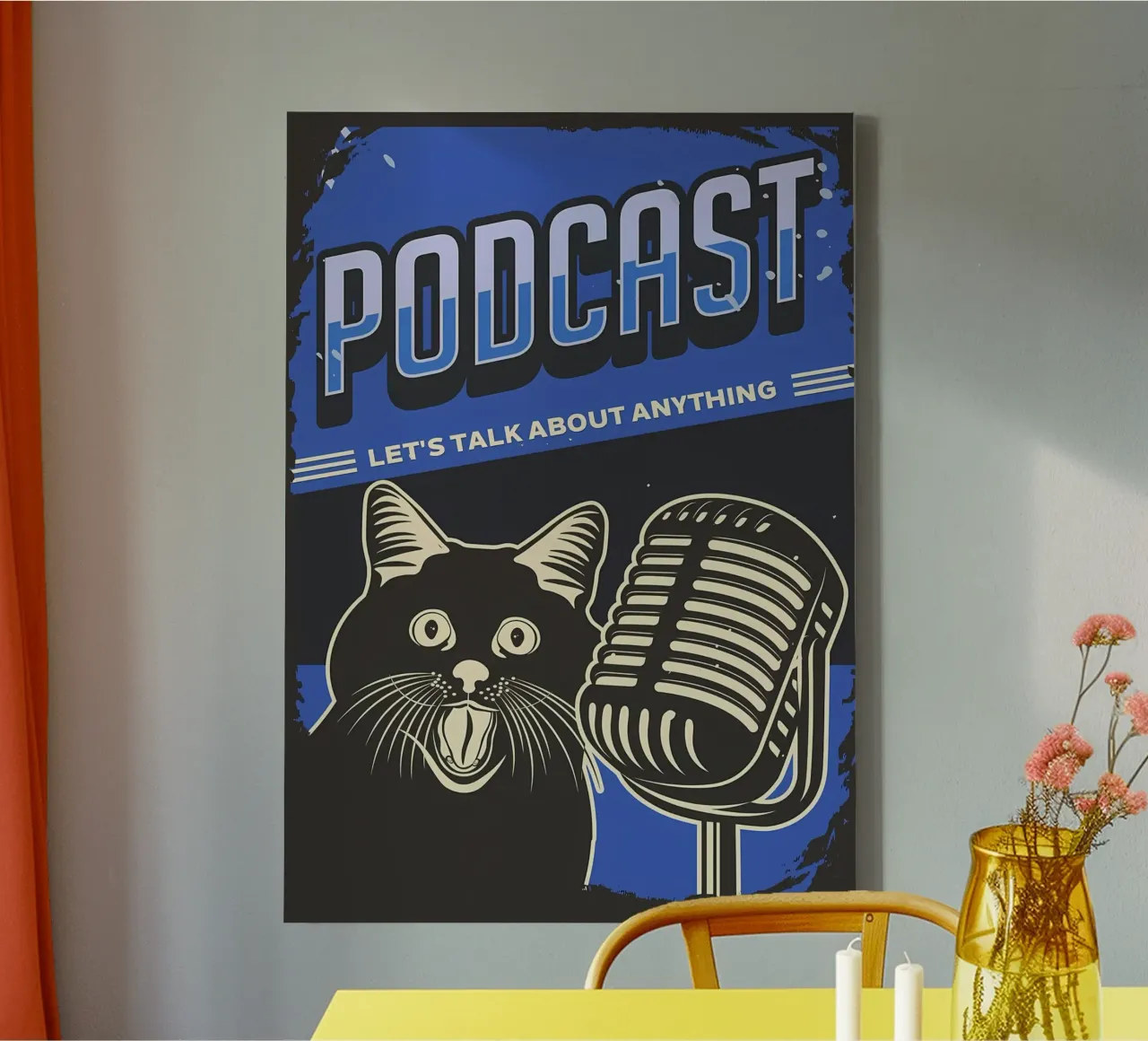 Meme divertente del podcast dei gatti tela con Cornice a cassetta da Monique A Hooper