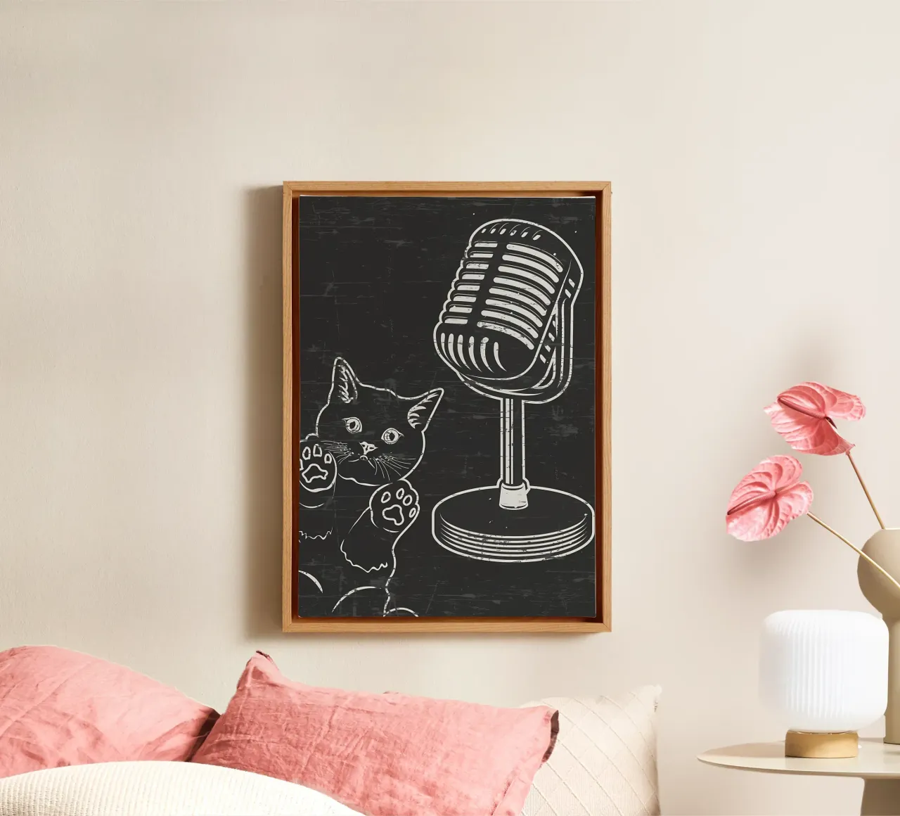 Podcast dei gatti divertenti tela con Cornice a cassetta da Monique A Hooper