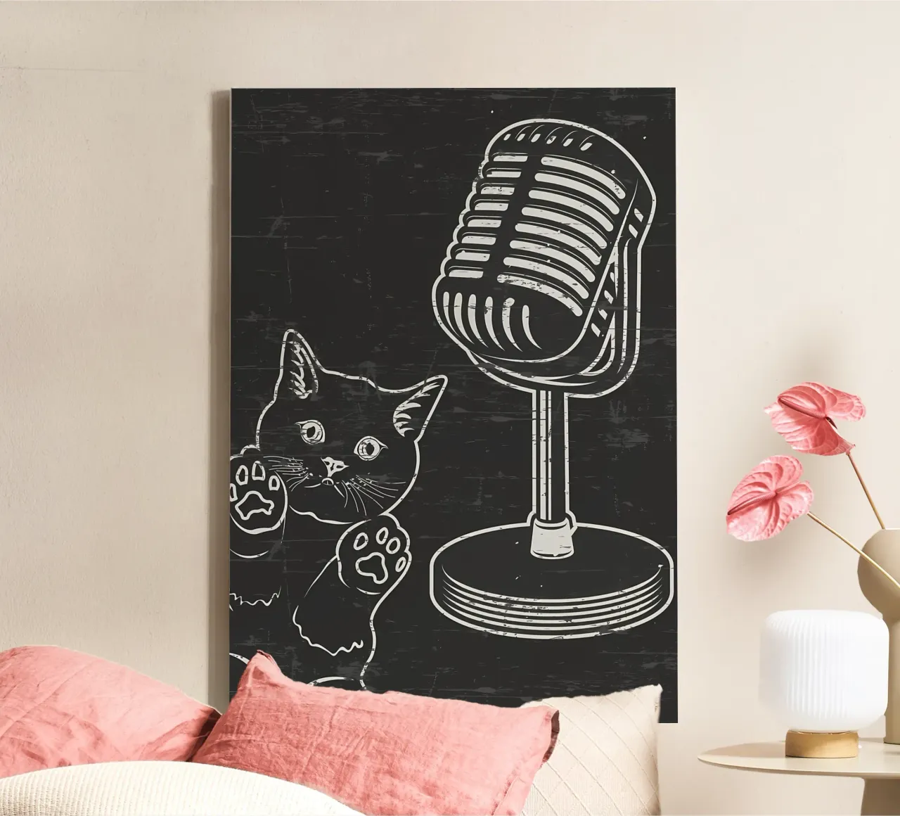 Podcast dei gatti divertenti tela con Cornice a cassetta da Monique A Hooper