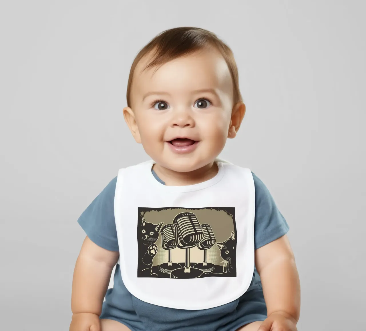 Funny Cats Podcast baby bib by Monique A Hooper