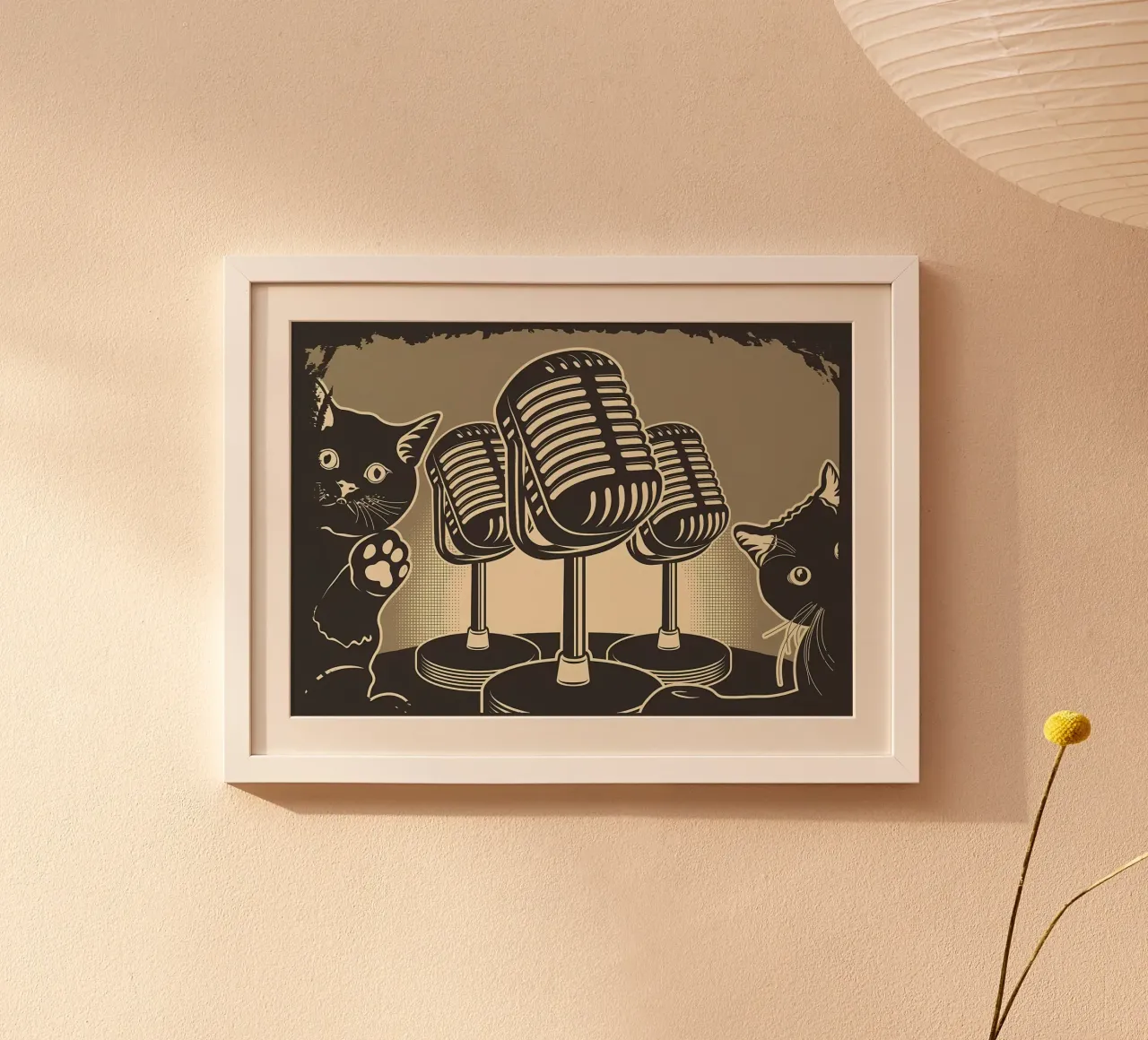 Podcast Gatti divertenti poster con telaio in legno da Monique A Hooper