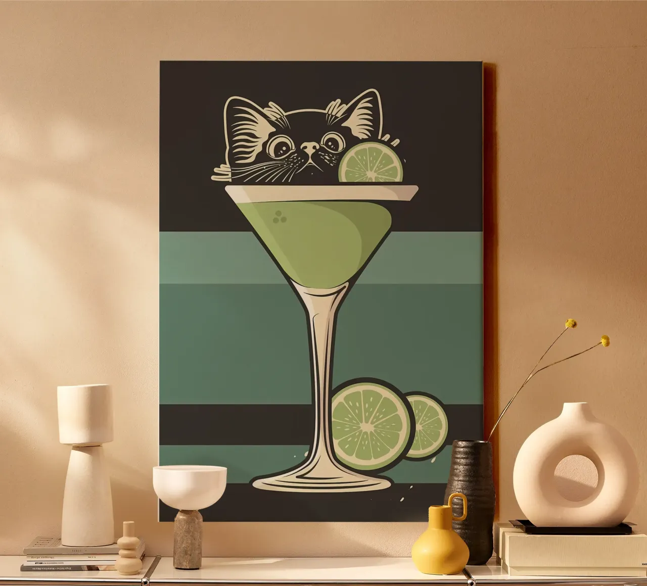Kattencocktail canvas van Monique A Hooper