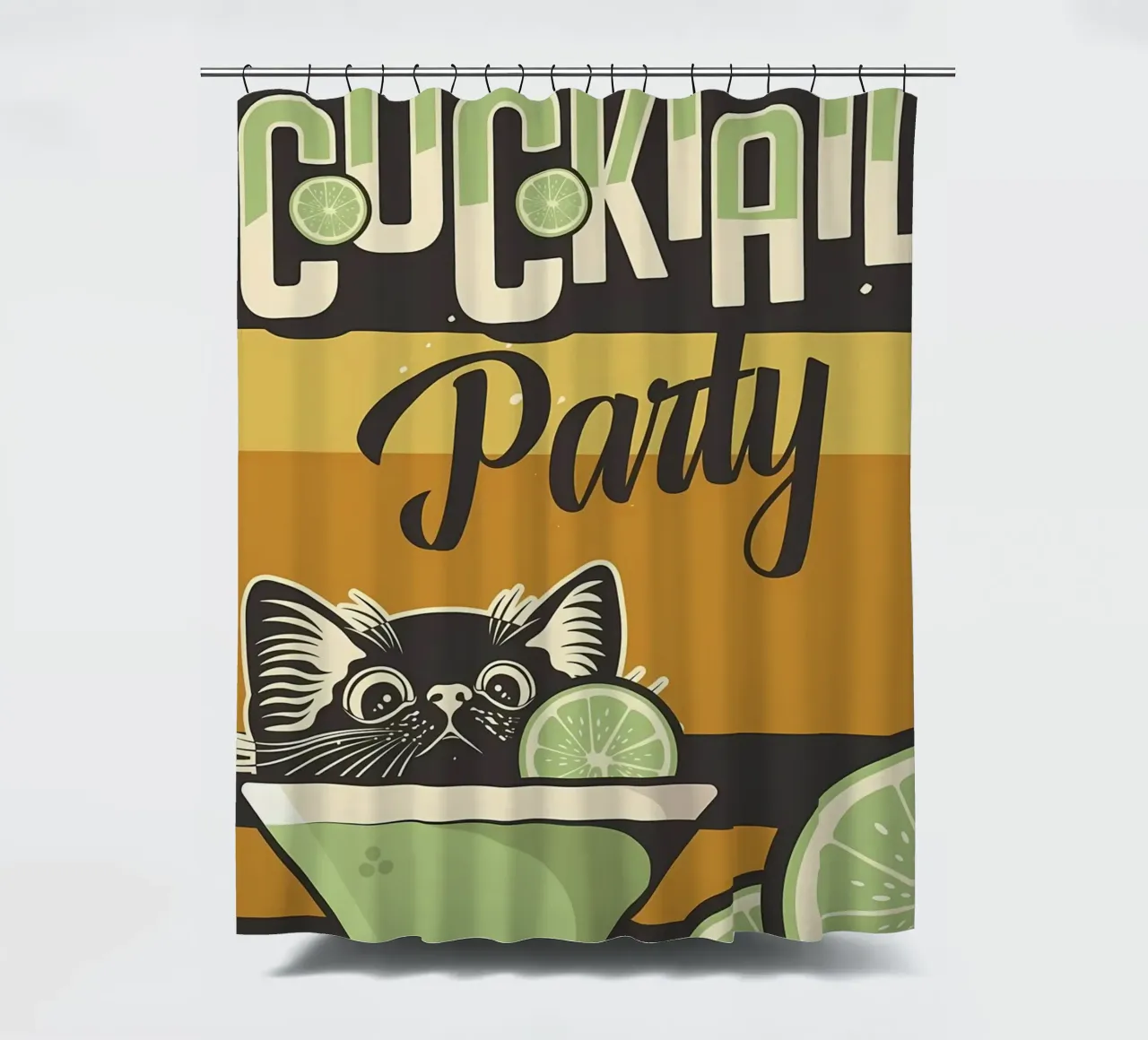 Cat Cocktail Party shower curtain by Monique A Hooper