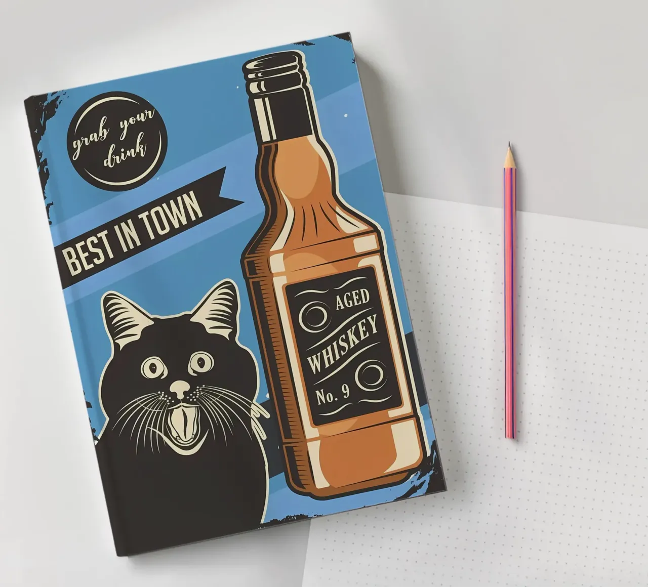Cat Whiskey meme notebook by Monique A Hooper