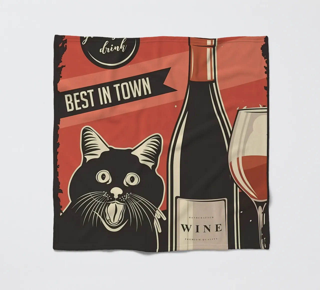Katze Wein Meme Fleecedecke von Monique A Hooper