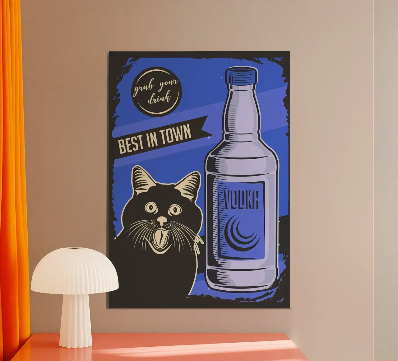 Meme della vodka per gatti poster con telaio in plastica da Monique A Hooper