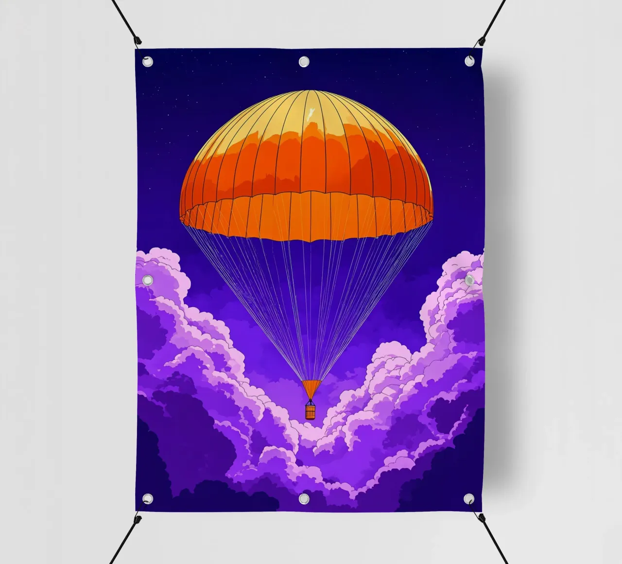 Paracadute nel cielo - Pop Art telo in pvc da ColorCrash Gallery