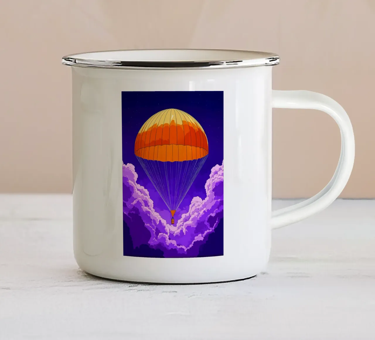 Paracadute nel cielo - Pop Art tazza in smalto da ColorCrash Gallery