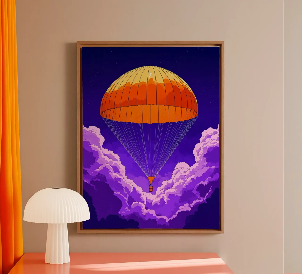 Paracadute nel cielo - Pop Art tela con Cornice a cassetta da ColorCrash Gallery