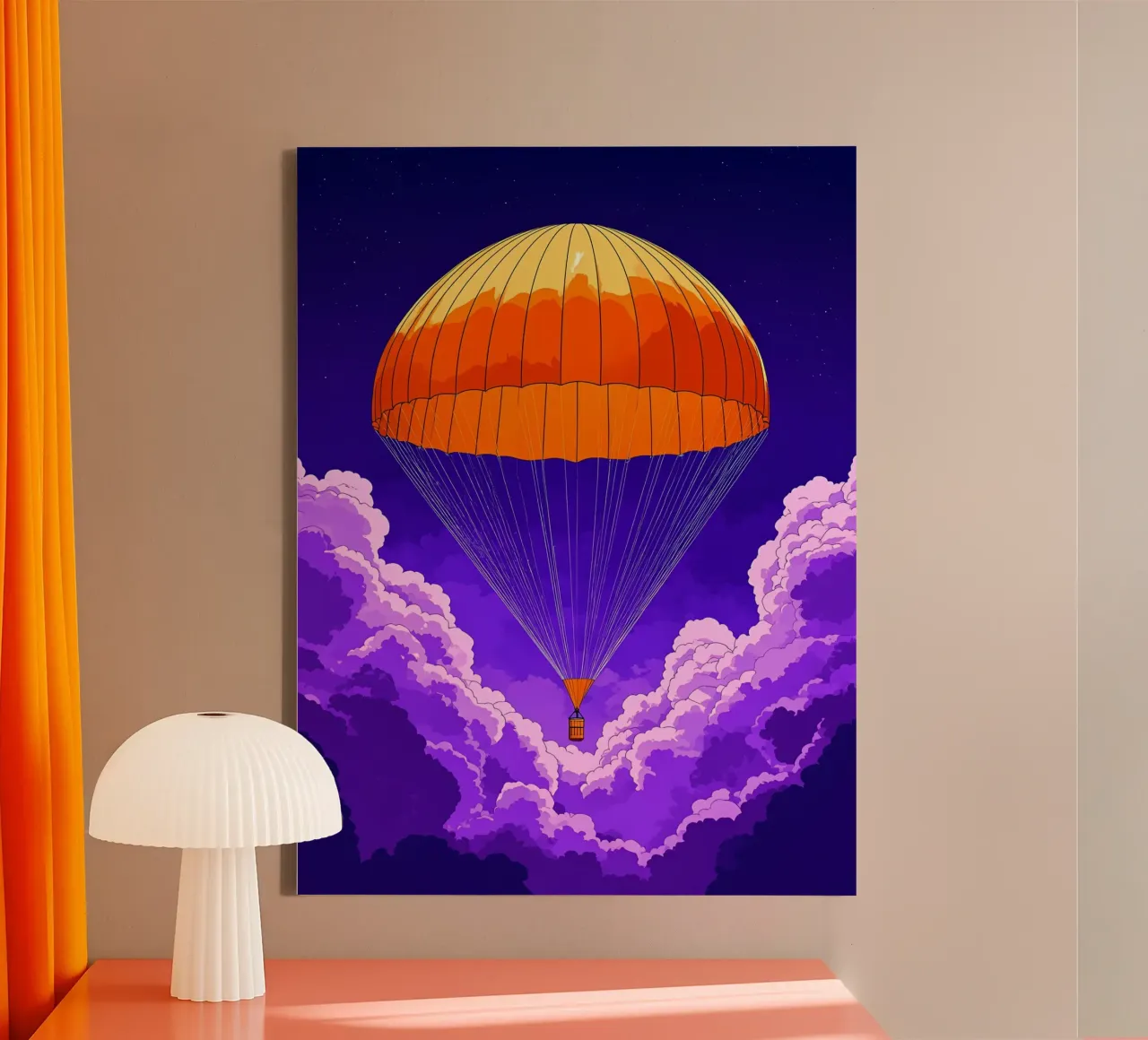 Paracadute nel cielo - Pop Art tela con Cornice a cassetta da ColorCrash Gallery