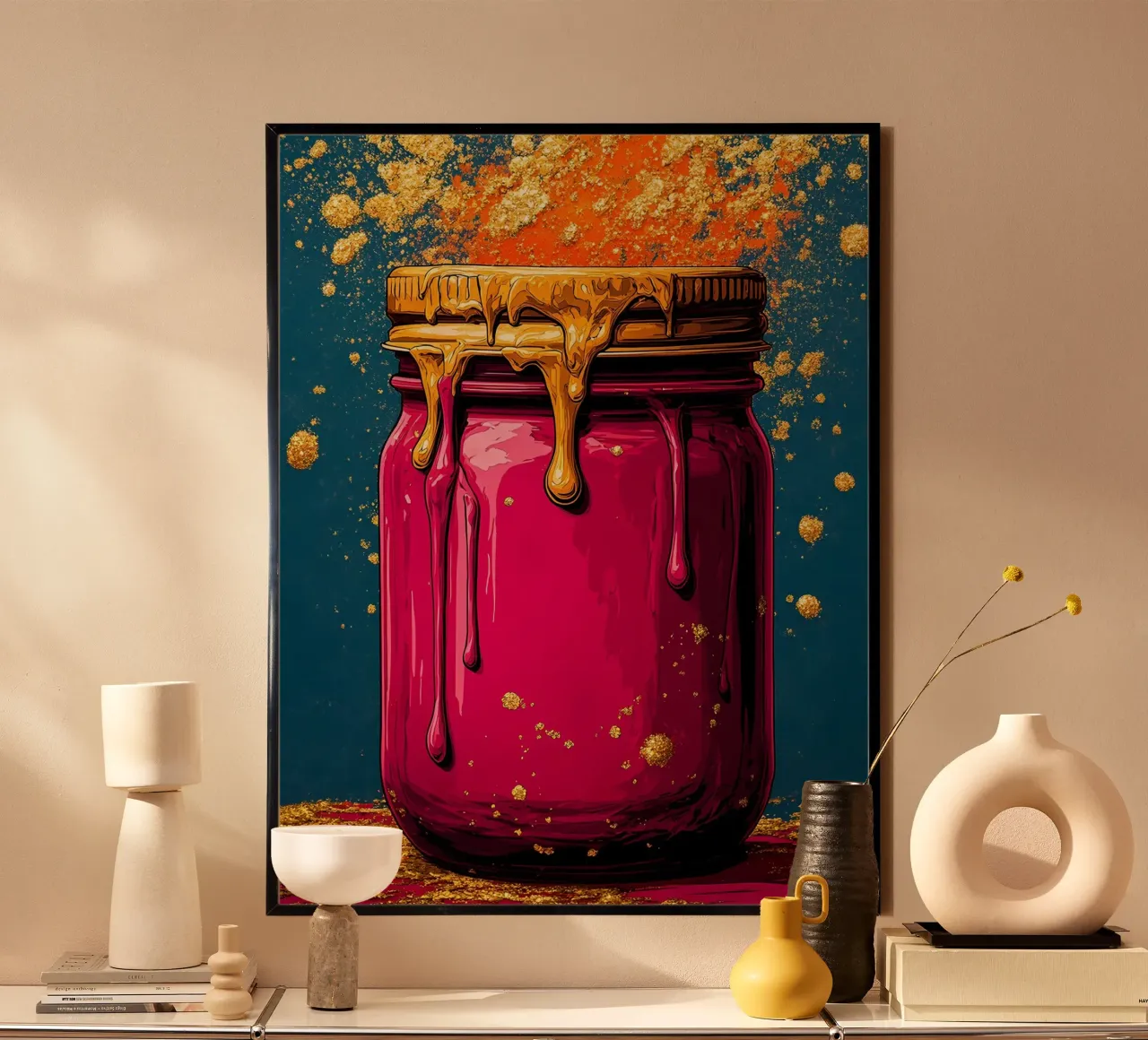 Vaso di vetro - Pop Art poster con telaio in alluminio da ColorCrash Gallery