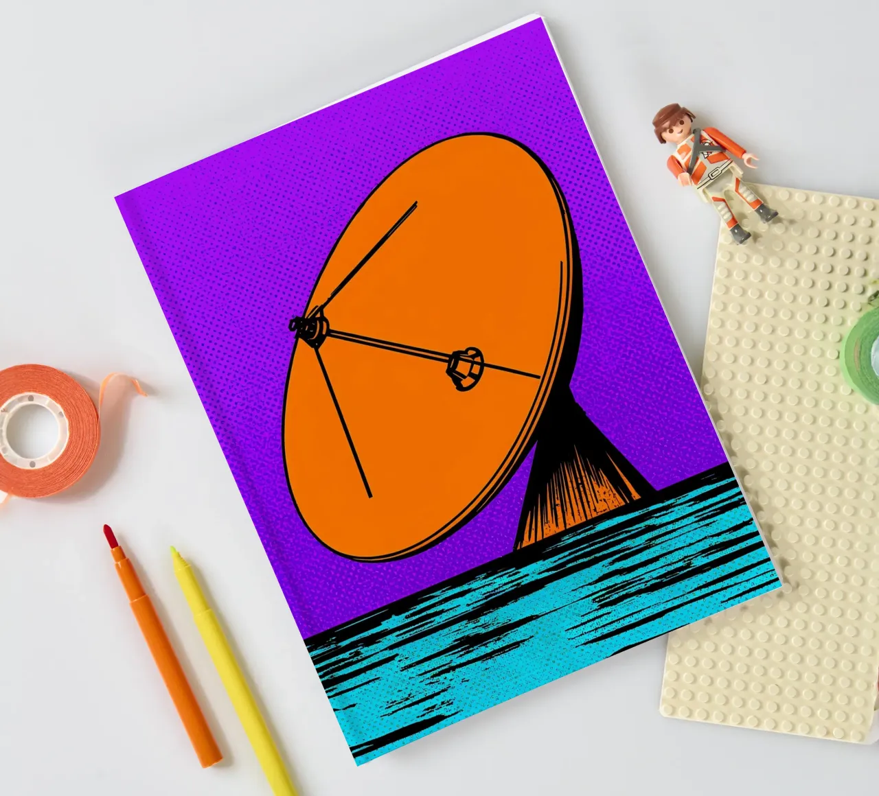Satellite Dish - Pop Art notebook by ColorCrash Gallery